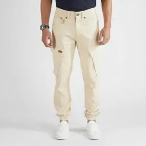 Home cargo jogger–beige–stretch twill