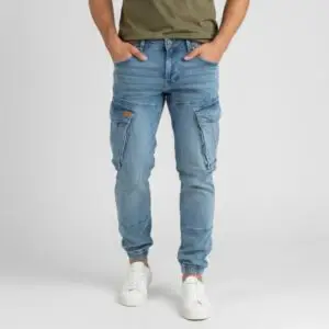 Home cargo jogger – hellblau – stretch denim