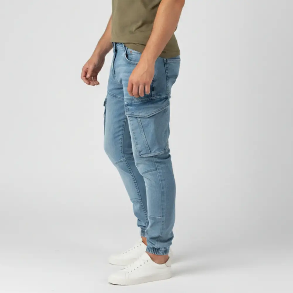 cargo jogger – hellblau – stretch denim cargo jogger – hellblau – stretch denim