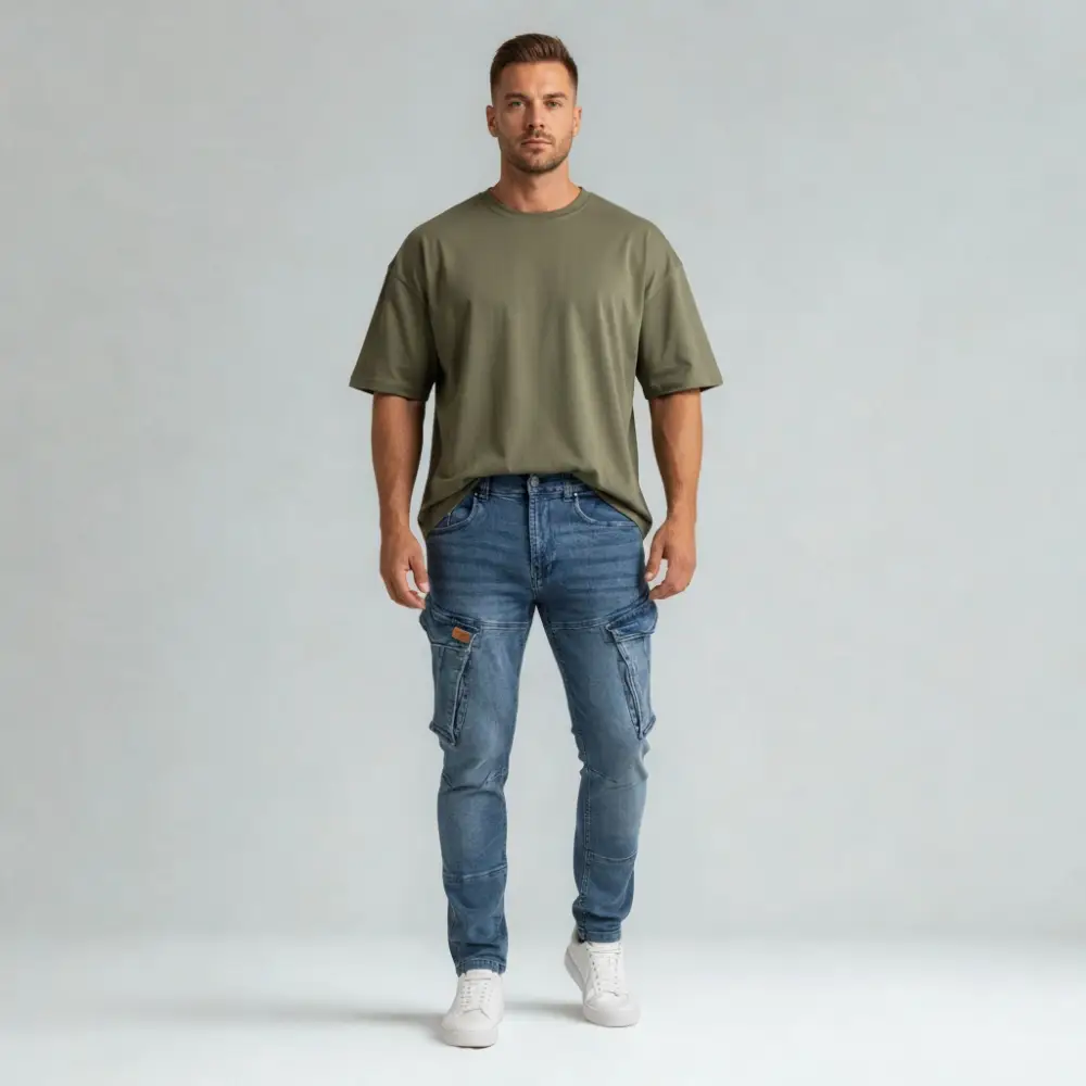 cargo denim – dunkelblau – stretch cargo denim – dunkelblau – stretch
