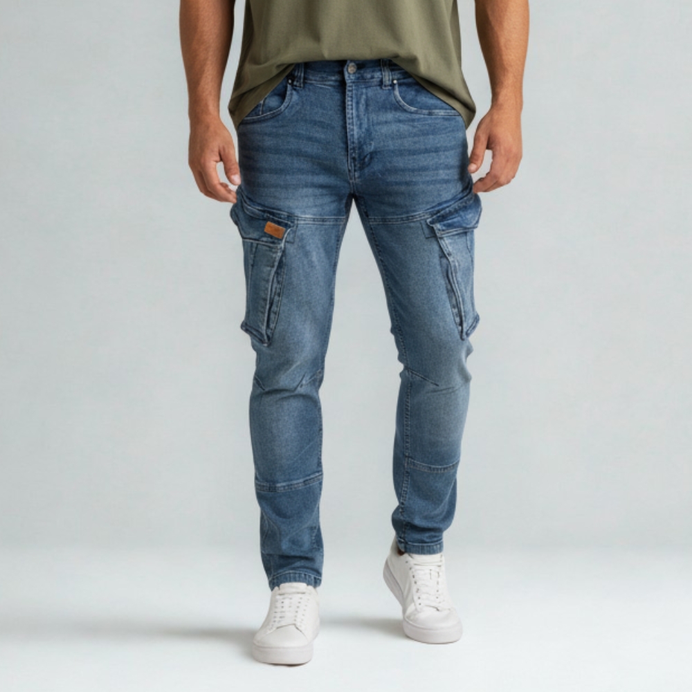 cargo denim – dunkelblau – stretch cargo denim – dunkelblau – stretch