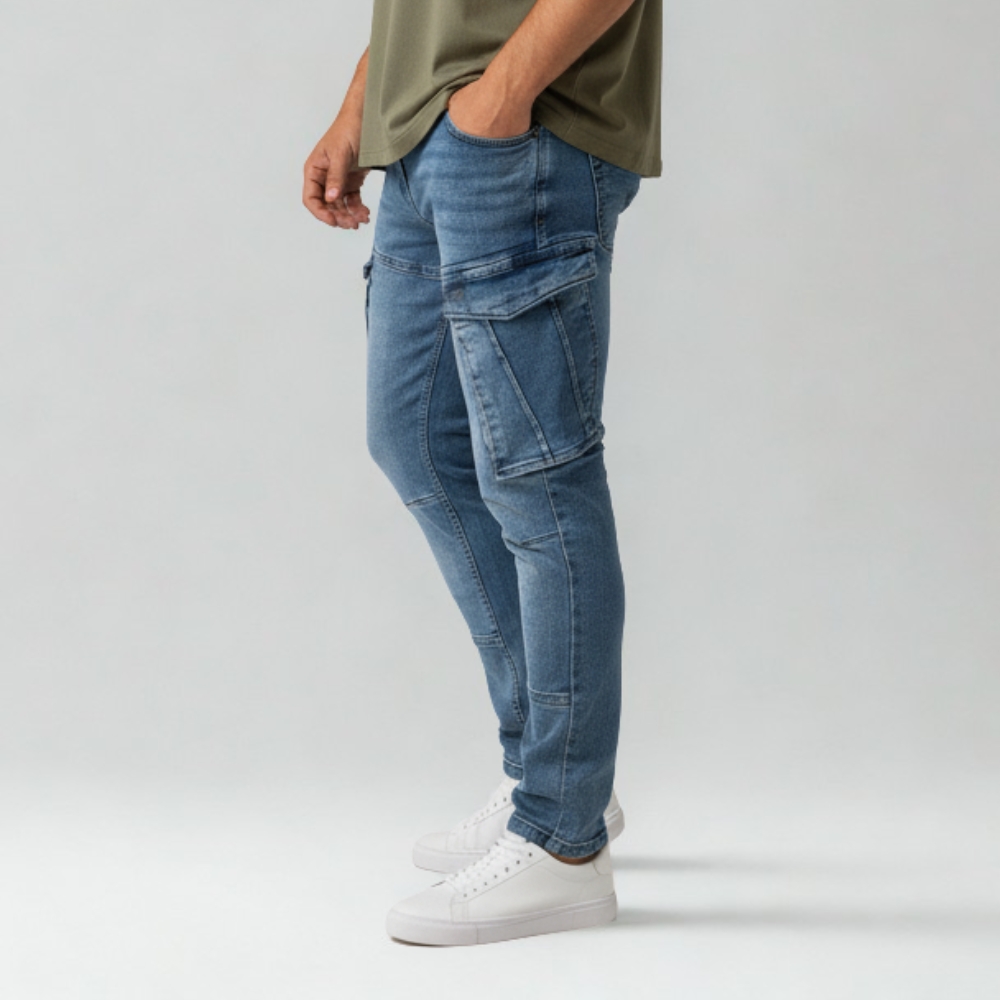 cargo denim – dunkelblau – stretch cargo denim – dunkelblau – stretch