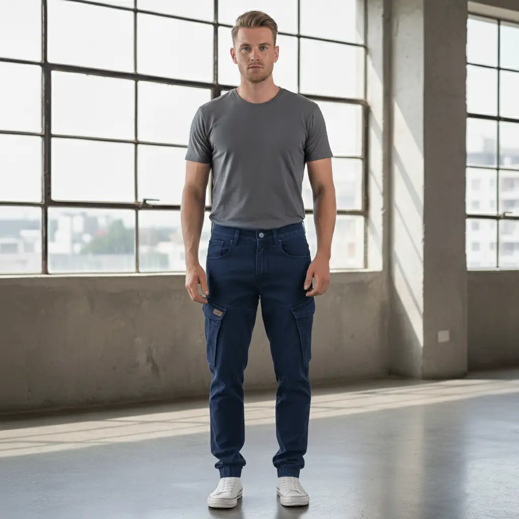 cargo jogger – dunkelblau – stretch twill. cargo jogger – dunkelblau – stretch twill.