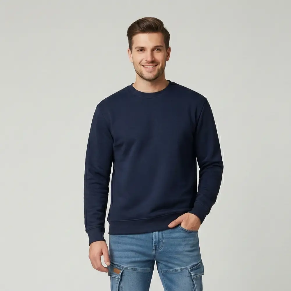 vigo navy unisex crewneck sweatshirt | heavyweight 300gsm brushed fleece vigo navy unisex crewneck sweatshirt | heavyweight 300gsm brushed fleece