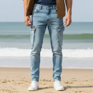 Home cargo jeans – hellblau – stretch denim