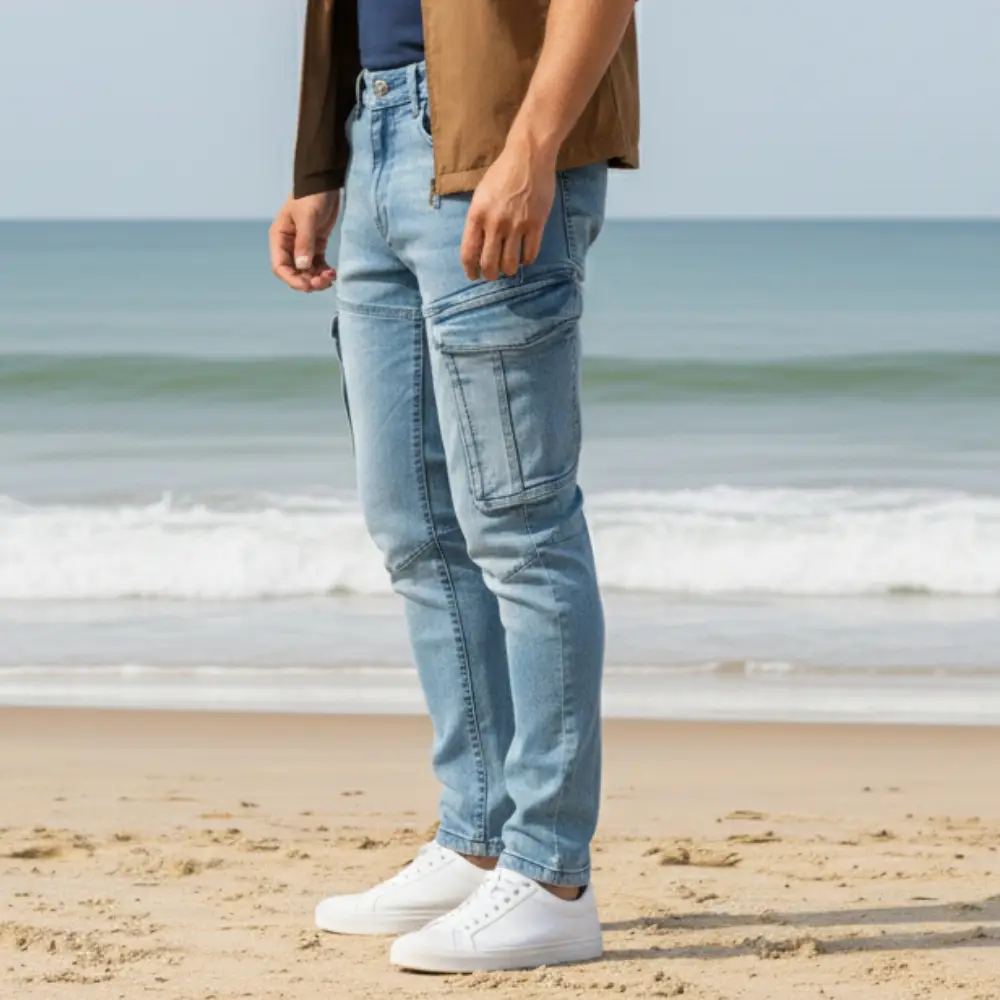 cargo jeans – hellblau – stretch denim cargo jeans – hellblau – stretch denim